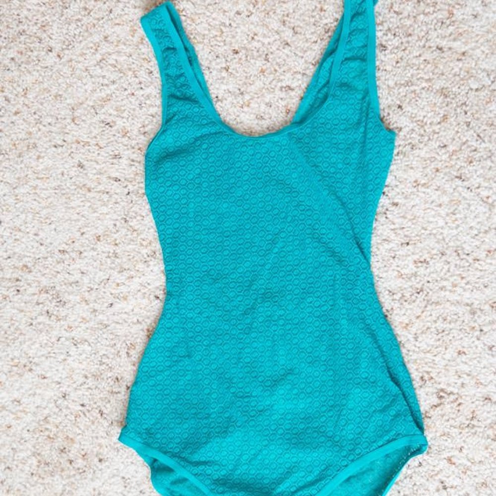 American Apparel Teal Green Blue mesh bodysuit